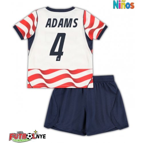 Camiseta Estados Unidos Tyler Adams #4 Primera Equipación para niños Mundial 2026 manga corta (+ pantalones cortos)